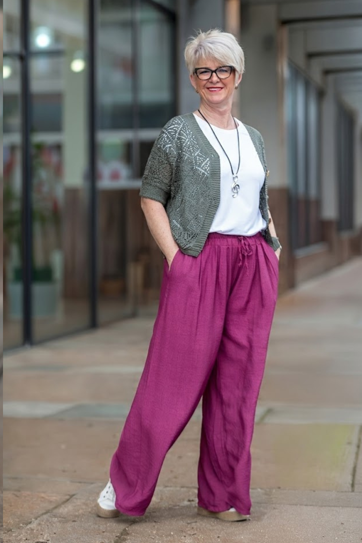 Italy fashion Plátěné kalhoty OHANA Barva: Fuchsiová