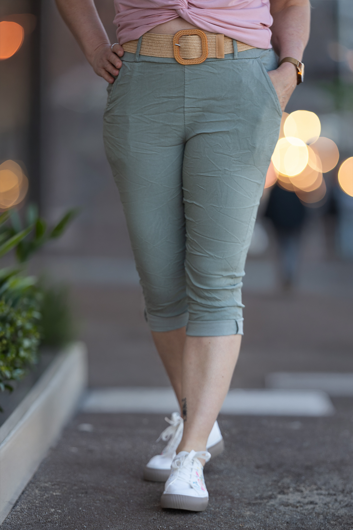 Italy fashion Tříčtvrteční kalhoty PEARL Barva: Khaki