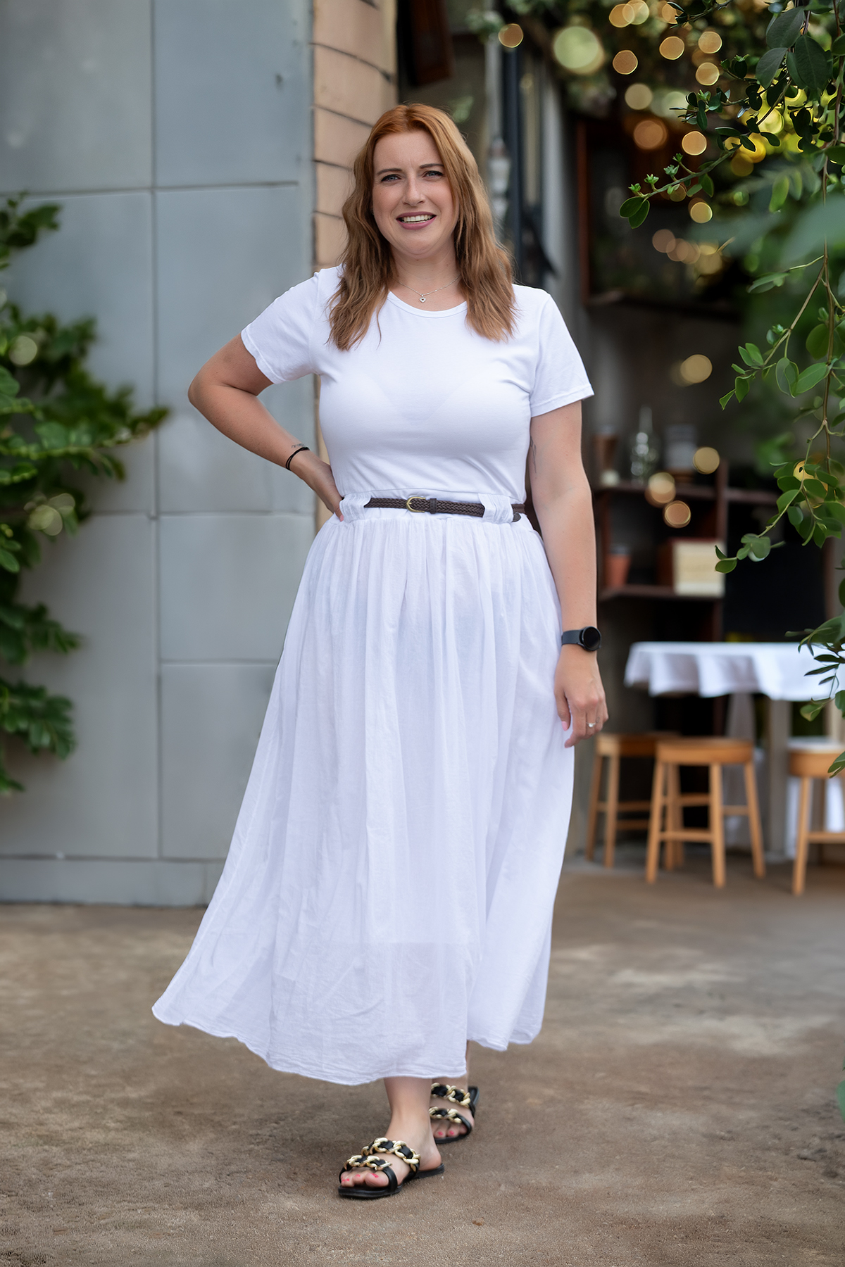 Levně Italy fashion Dlouhé šaty SYMPHONY Barva: Bílá