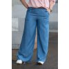 damske platene kalhoty s rovnym strihem denim modra