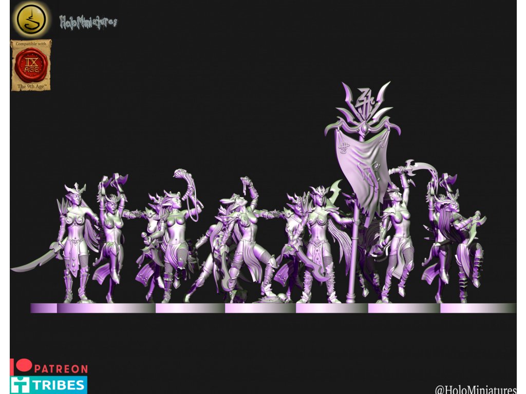 Dark elf witches unit (Digital file) - Holominiatures Dark elf witches unit (Digital file) - Holominiatures