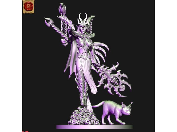 Dark elves Sorceress with Familliar (digital file)