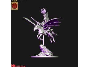 Dark elves hero with banner on Nightmare pegasus (elf)