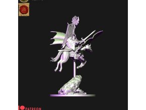 Dark elves hero with banner on Nightmare pegasus (digital file)