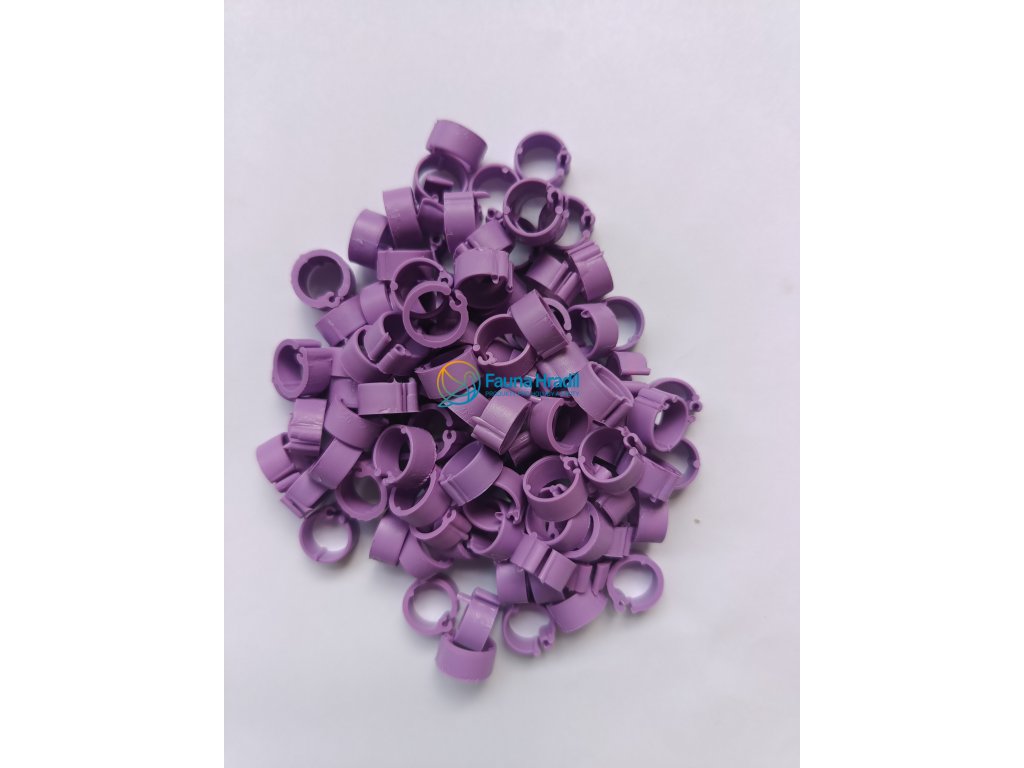 Rozlišovací kroužky pro holuby plastové 8x5mm.100ks/balení.FIALOVÉ