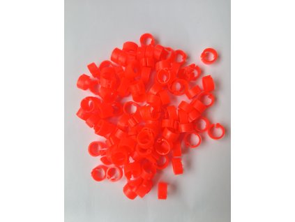 Rozlišovací kroužky  pro holuby plastové 8x5mm.100ks/balení.ORANŽOVÉ