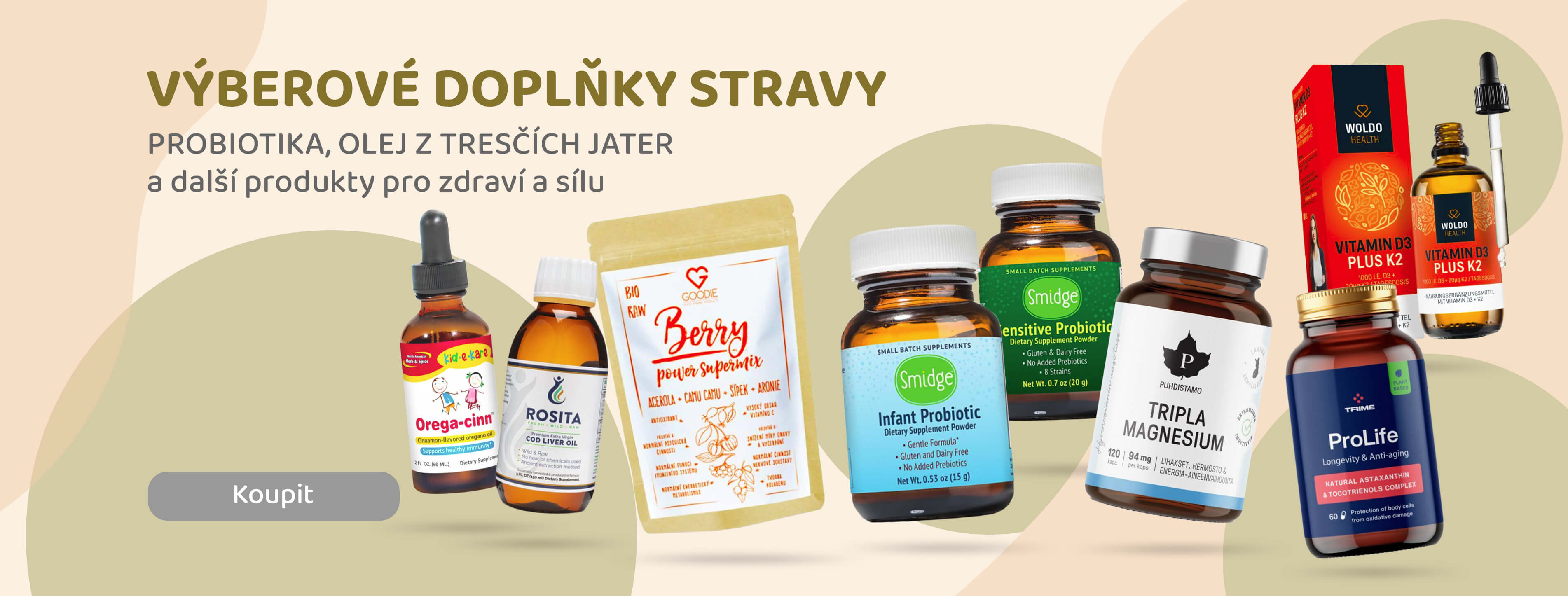 Probiotika Smidge, Rosita olej z tresčích jater, vitamíny, doplňky stravy