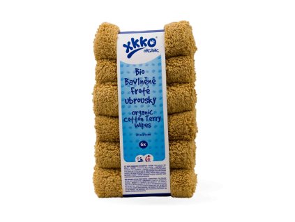 bio bavlnene frote ubrousky xkko organic 21x21 honey mustard