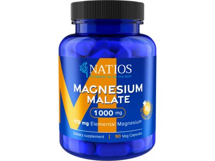 NATIOS Magnesium Malate 1000 mg + B6, 90 veg. kapslí, (elem. hořčík 170 mg)