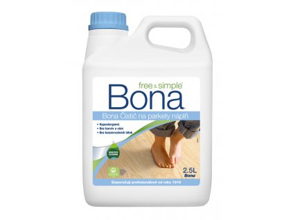 Bona Free & Simple Parkettreiniger, Bodenreiniger frei von Allergenen, Farb- und Duftstoffen, 2,5 l - Nachfüllkanister  + ein Geschenk zur Bestellung über 37 €