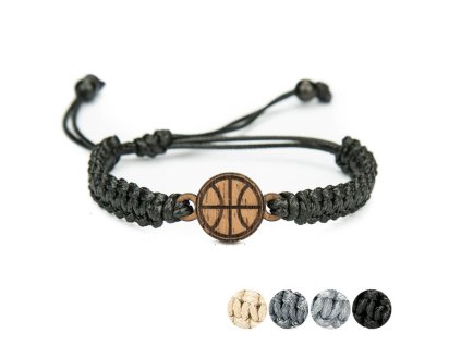 Armband Kordel Basketball Merbau (Farbe des Kordel Armbands Hellgrau)