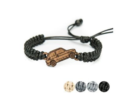 Armband Kordel Fiat 126 Merbau (Farbe des Kordel Armbands Hellgrau)