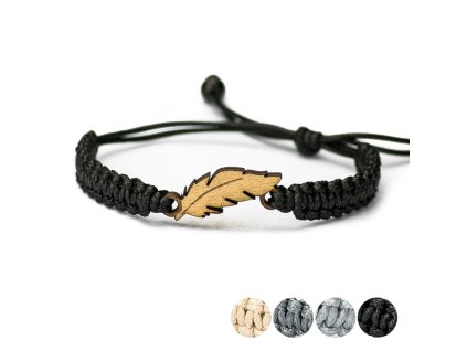 Armband Kordel Feder Aniegre (Farbe des Kordel Armbands Hellgrau)