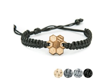 Armband Kordel Bienenwabe Anigre (Farbe des Kordel Armbands Hellgrau)