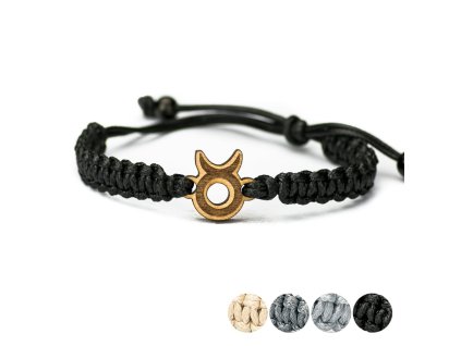 Armband Kordel Sternzeichen - Stier Anigre (Farbe des Kordel Armbands Hellgrau)