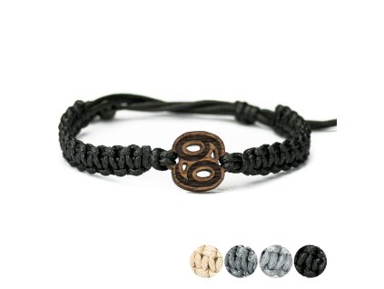 Armband Kordel Sternzeichen - Krebs Merbau (Farbe des Kordel Armbands Hellgrau)