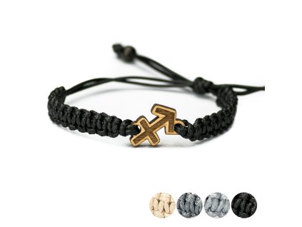 Armband Kordel Sternzeichen - Schütze Anigre (Farbe des Kordel Armbands Hellgrau)