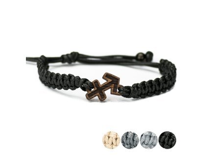 Armband Kordel Sternzeichen - Schütze Merbau (Farbe des Kordel Armbands Hellgrau)