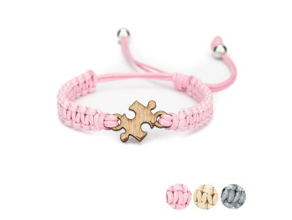 Damen Armband Kordel Puzzle Anigre (Armband Farbe Růžová)