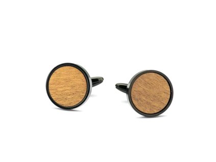 Manschettenknöpfe - Holz Imbuia 18MM (Farbe von Edelstahl Silber)