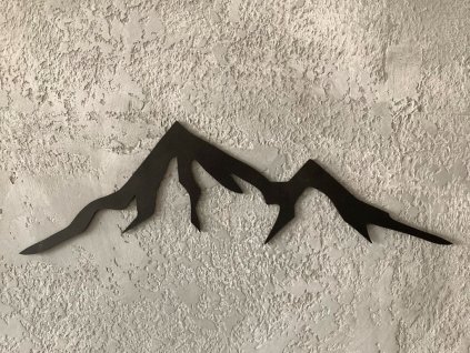 Dřevěný obraz - Horské vrcholy (Barva dřevěných dekorací Černá, Velikost obrazu 90x40 cm)