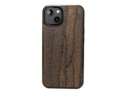 iPhone Handyhülle aus Holz - Aztekenkalender Ziricote (Handy-Modell Apple iPhone 13)