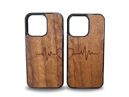 iPhone Handyhülle für Pärchen - Heart beat (Holz Merbau)