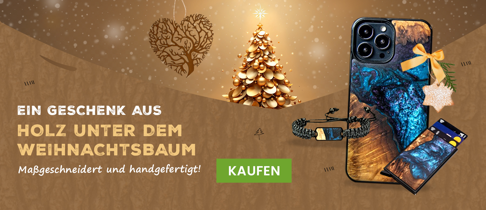 EIN GESCHENK AUS HOLZ UNTER DEM WEIHNACHTSBAUM