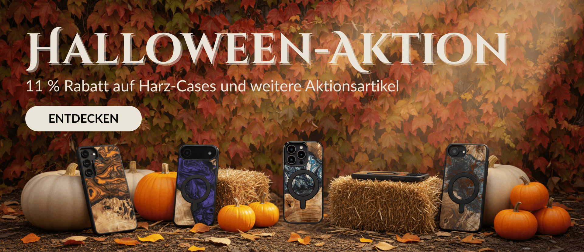 Halloween-Aktion – 11 % Rabatt auf Harz-Cases, Holzbilder und Fotodrucke