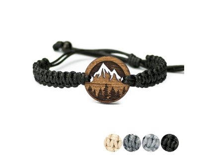 Armband Kordel Berge Merbau (Farbe des Kordel Armbands Hellgrau)