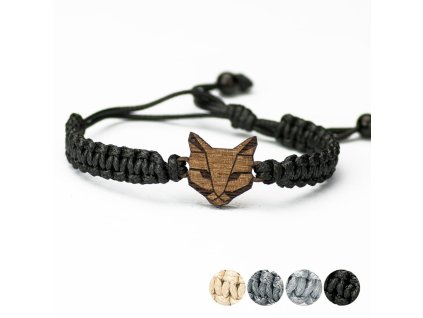 Armband Kordel Katze Merbau (Farbe des Kordel Armbands Hellgrau)