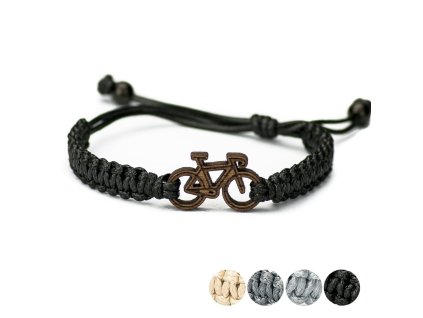 Armband Kordel Fahrrad Merbau (Farbe des Kordel Armbands Hellgrau)