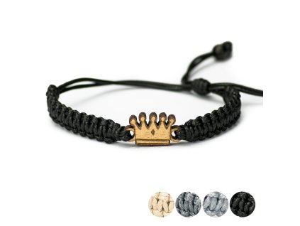 Armband Kordel Krone Anigre (Farbe des Kordel Armbands Hellgrau)