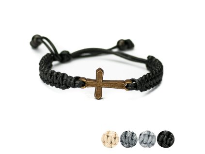Armband Kordel Kreuz Anigre (Farbe des Kordel Armbands Hellgrau)