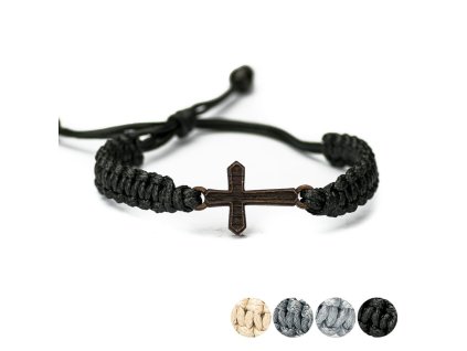 Armband Kordel Kreuz Merbau (Farbe des Kordel Armbands Hellgrau)