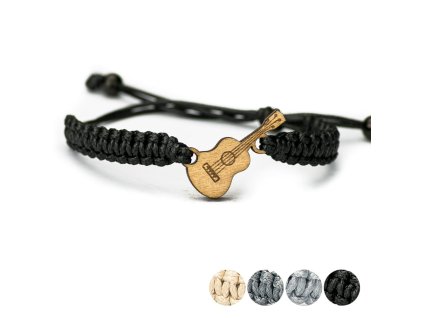 Armband Kordel Gitarre Anigre (Farbe des Kordel Armbands Hellgrau)