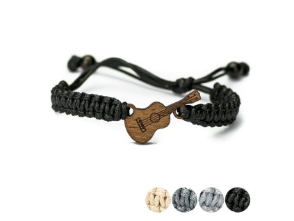 Armband Kordel Gitarre Merbau (Farbe des Kordel Armbands Hellgrau)