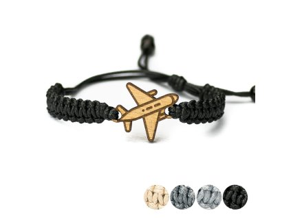 Armband Kordel Flugzeug Anigre (Farbe des Kordel Armbands Hellgrau)