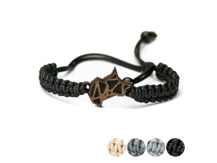 Armband Kordel Fuchs Merbau (Farbe des Kordel Armbands Hellgrau)