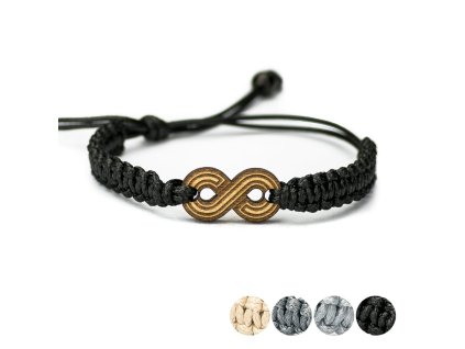 Armband Kordel Unendlichkeit Anigre (Farbe des Kordel Armbands Hellgrau)