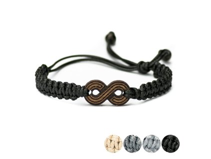 Armband Kordel Unendlichkeit Merbau (Farbe des Kordel Armbands Hellgrau)