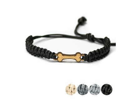 Armband Kordel Hundeknochen Anigre (Farbe des Kordel Armbands Hellgrau)