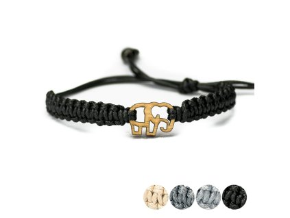 Armband Kordel Elefant Anigre (Farbe des Kordel Armbands Hellgrau)