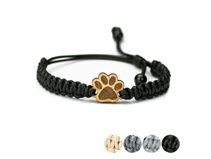 Armband Kordel Pfote Anigre (Farbe des Kordel Armbands Hellgrau)