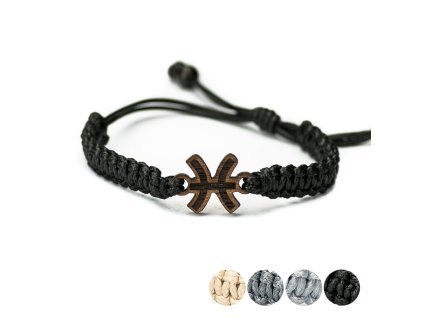 Armband Kordel Sternzeichen - Fische Merbau (Farbe des Kordel Armbands Hellgrau)