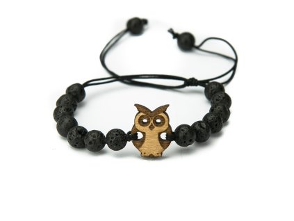 1027 dreveny naramek mala sova anigre kamen