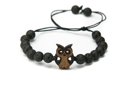 1030 dreveny naramek mala sova merbau kamen