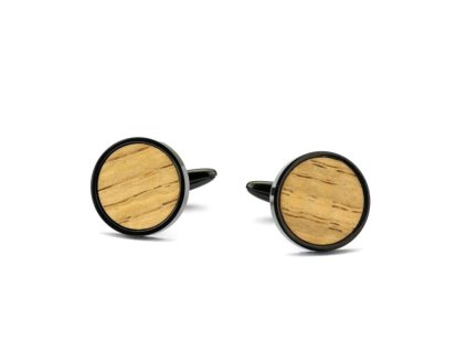 Manschettenknöpfe - Holz Eiche 18MM (Farbe von Edelstahl Silber)