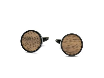 Manschettenknöpfe - Holz Amerikanischer Nussbaum 18MM (Farbe von Edelstahl Silber)