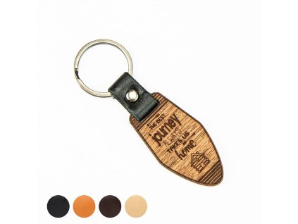 Schlüsselanhänger aus Holz Leder - Journey Merbau (Lederfarbe natur)